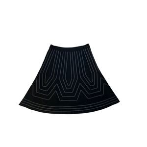 Boden Black A-Line Skirt with White Geometric Pattern
